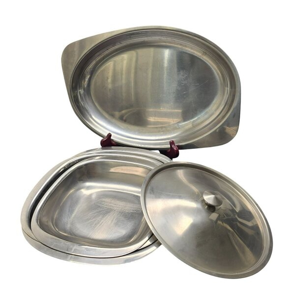 Gense and Vintage Stainless Steel Serving Platter & Cover Lot JJ3960 - Picture 2 of 11